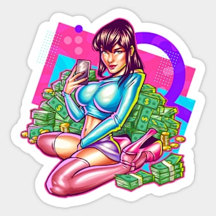 Rich Influencer Girl Sticker